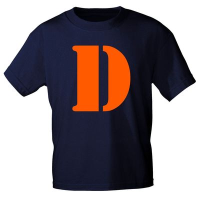 Kinder T-Shirt mit Print Buchstabe - D - 85130 Schwarz Gr. 152/164
