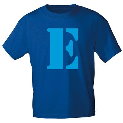 Kinder T-Shirt mit Print Buchstabe - E - 85130 Royalblau Gr. 152/164