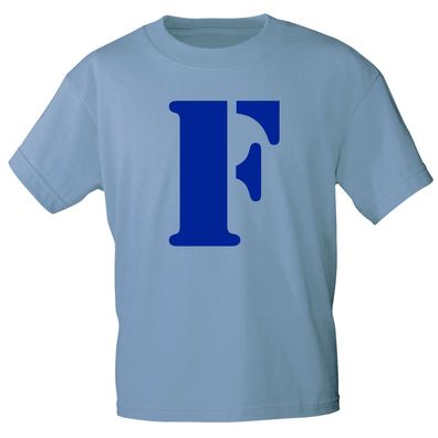 Kinder T-Shirt mit Print Buchstabe - F - 85130 Hellblau Gr. 122/128