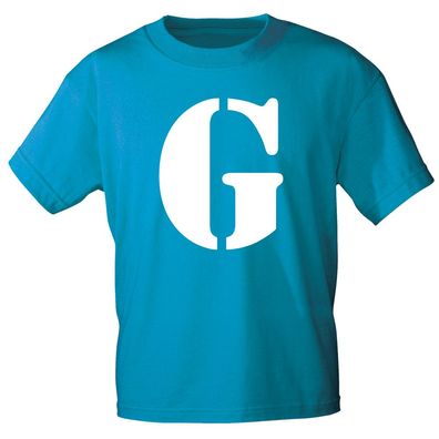 Kinder T-Shirt mit Print Buchstabe - G - 85130 Türkis Gr. 122/128