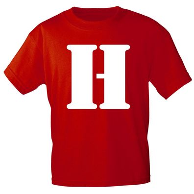 Kinder T-Shirt mit Print Buchstabe - H - 85130 Rot Gr. 152/164