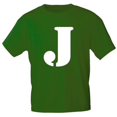 Kinder T-Shirt mit Print Buchstabe - J - 85130 Dunkelgrün Gr. 152/164