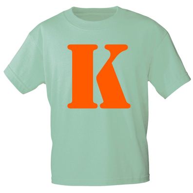 Kinder T-Shirt mit Print Buchstabe - K - 85130 Mintgrün Gr. 110/116