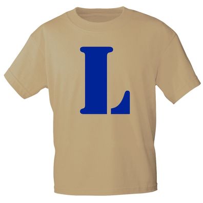 Kinder T-Shirt mit Print Buchstabe - L - 85130 Sandfarben Gr. 110/116