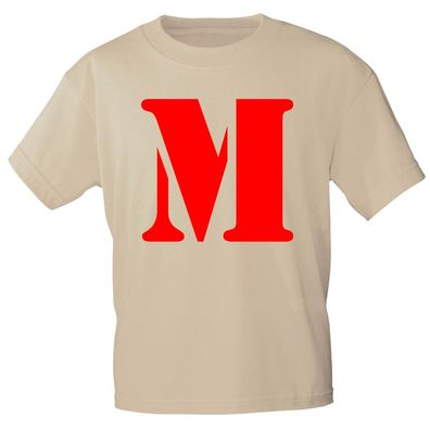Kinder T-Shirt mit Print Buchstabe - M - 85130 Beige Gr. 134/146