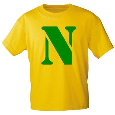 Kinder T-Shirt mit Print Buchstabe - N - 85130 Gelb Gr. 134/146