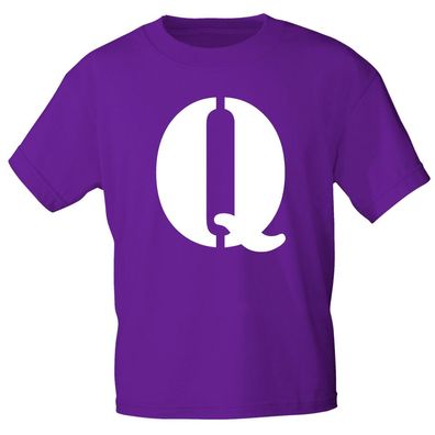 Kinder T-Shirt mit Print Buchstabe - Q - 85130 Lila Gr. 152/164