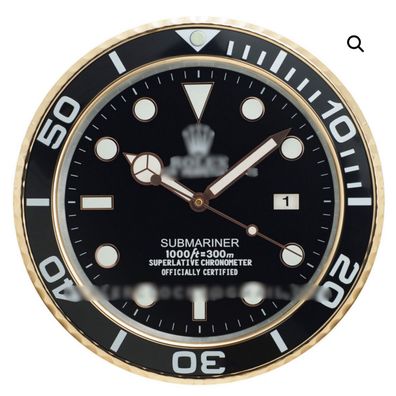 Wanduhr Rolex Submariner Date Schwarz Rose 34cm Moderne Luxus Uhr