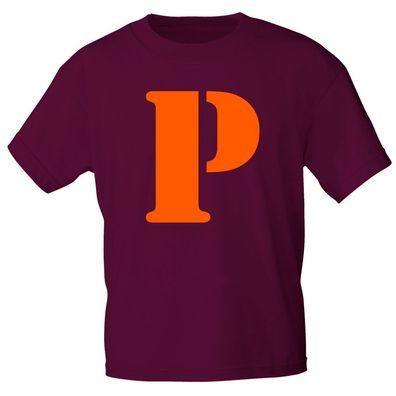 Kinder T-Shirt mit Print Buchstabe - P - 85130 Bordeaux Gr. 110-164