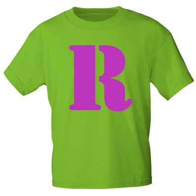 Kinder T-Shirt mit Print Buchstabe - R - 85130 Apfelgrün Gr. 152/164