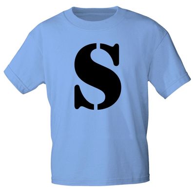 Kinder T-Shirt mit Print Buchstabe - S - 85130 Hellblau Gr. 110/116