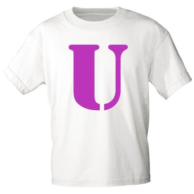 Kinder T-Shirt mit Print Buchstabe - U - 85130 Weiß Gr. 110/116
