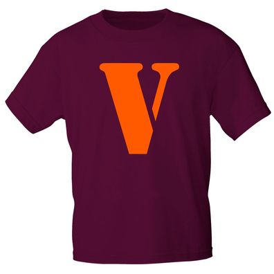 Kinder T-Shirt mit Print Buchstabe - V - 85130 Bordeaux Gr. 110/116