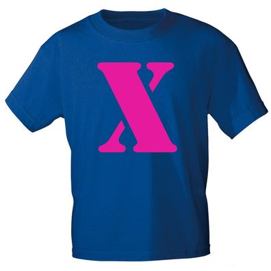 Kinder T-Shirt mit Print Buchstabe - X - 85130 Royalblau Gr. 152/164