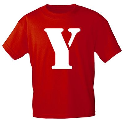 Kinder T-Shirt mit Print Buchstabe - Y - 85130 Rot Gr. 134/146