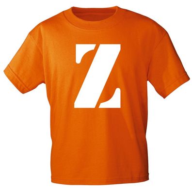 Kinder T-Shirt mit Print Buchstabe - Z - 85130 Orange Gr. 110-164
