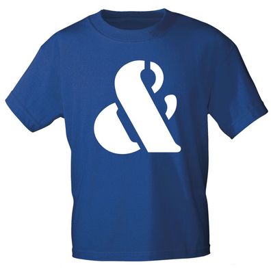 Kinder T-Shirt mit Print Zeichen - & - 85130 Royalblau Gr. 152/164