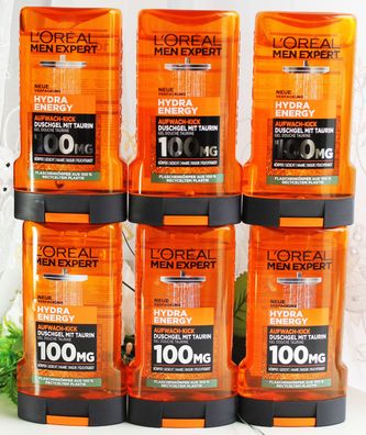 6x250ml Loreal Men Expert Bade / Duschgel Aufwach-Kick mit Taurin 100mg L´Oreal
