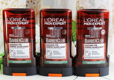 3x250ml Loreal Men Expert Bade / Duschgel Barber Club Zedernholzöl L´Oreal