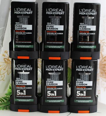 6x250ml Loreal Men Expert Bade / Duschgel Multi Action mit Karbon L´Oreal 5in1
