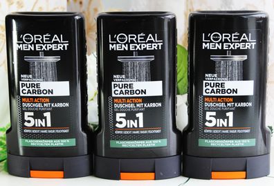 3x250ml Loreal Men Expert Bade / Duschgel Multi Action mit Karbon L´Oreal 5in1
