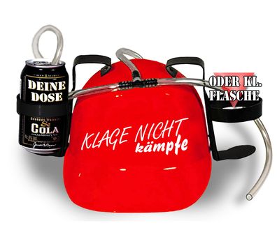 Trinkhelm Spaßhelm mit Print - Klage nicht kämpfe - 51657 rot