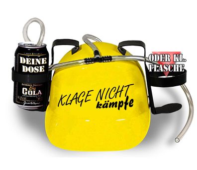 Trinkhelm Spaßhelm mit Print - Klage nicht kämpfe - 51657 gelb