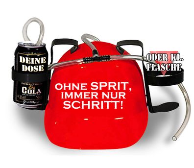 Trinkhelm Spaßhelm mit Print - Ohne Sprit, immer nur Schritt - 51640 rot