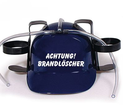Trinkhelm Spaßhelm mit Printmotiv - Achtung Brandlöscher - 51605 blau