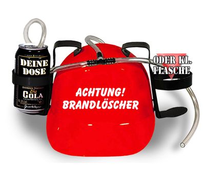 Trinkhelm Spaßhelm mit Printmotiv - Achtung Brandlöscher - 51605 rot