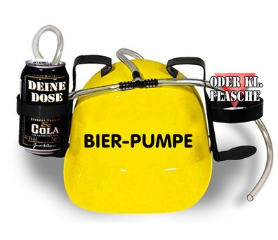 Trinkhelm Spaßhelm mit Printmotiv - Bier Pumpe - 51623 - versch. Farben zur Wahl gel