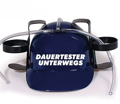 Trinkhelm Spaßhelm mit Printmotiv - Dauertester Unterwegs - 51633 - versch. Farben z