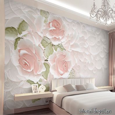 Vlies Fototapete Wandtapete Wandbilder 3D Geprägte Rosenblüte Einfache 3062