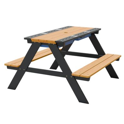 HAGO® Kindersitzgarnitur Spieltisch Picknickbank Holz Matschtisch Autospielfläch