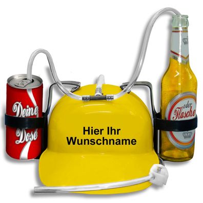 Trinkhelm Spaßhelm mit Wunschname Personalisierbar - 51601 gelb