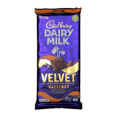 Cadbury Velvet Hazelnut Schokolade - Import 150 g