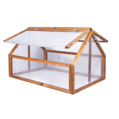 QLS Mini-Gewächshaus Holz Timber 120x80 Frühbeet Balkon für Kräuter Tomaten 11271