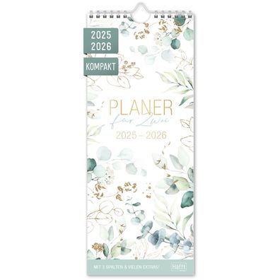 Planer für Zwei 2025/2026 kompakt / Wand-Kalender / Blattgold / Häfft-Verlag