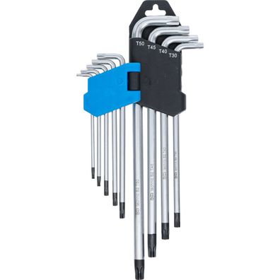 Winkelschlüssel Set, Torx mit Bohrung, T Profil T10 - T50 extra lang, 9 tlg