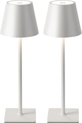 Visdanfo Kabellose Tischlampe, ED-Schreibtischlampe (2 pack)4000 mAh,3 Farben Weiß
