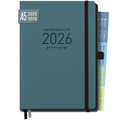 Chäff-Timer Deluxe 2025/2026 / 18 Monate / A5 / Petrolgrau / Häfft-Verlag