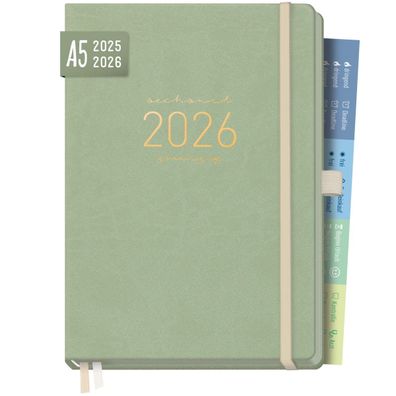 Chäff-Timer Deluxe 2025/2026 / 18 Monate / A5 / Salbei / Häfft-Verlag
