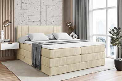 Boxspringbett mit Matratze, Topper, Polsterbett mit Bettkasten IDRIKO KING