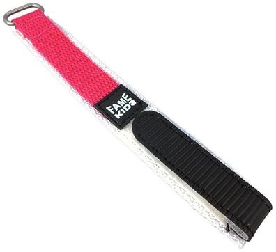 Minott Fame-Kids | Kinderuhrarmband Klettband weiß-pink 16mm