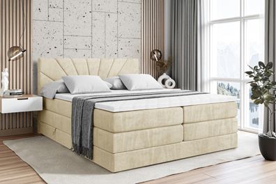 Boxspringbett mit Matratze, Topper, Polsterbett mit Bettkasten MILTIO KING
