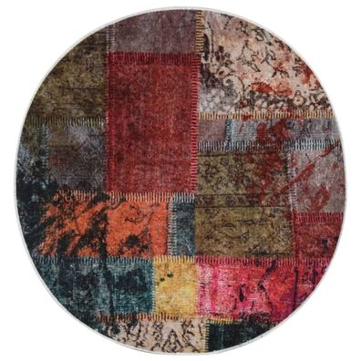 vidaXL Teppich Waschbar Patchwork Mehrfarbig 120 cm Rutschfest