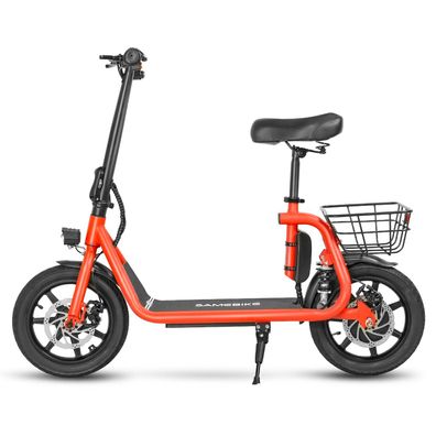 E-Scooter 14 Zoll All-Terrain Elektroroller mit Sitz und Korb für Damen und Herren