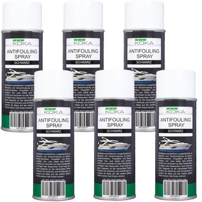 6x KOKA Antifouling Spray Schwarz Bewuchs-Schutz Boot Rumpf Antrieb Propeller