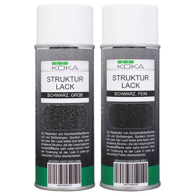 KOKA StrukturLack KunststoffStruktur Reparatur KräuselLack fein grob Schwarz