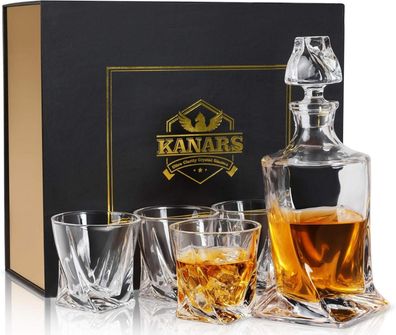 Whisky Gläser Set 5-tlg. Bleifrei Kristall Karaffe Geschenkbox